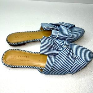 Lauren Conrad | Blue Dessert Stripe Bow Mules 7